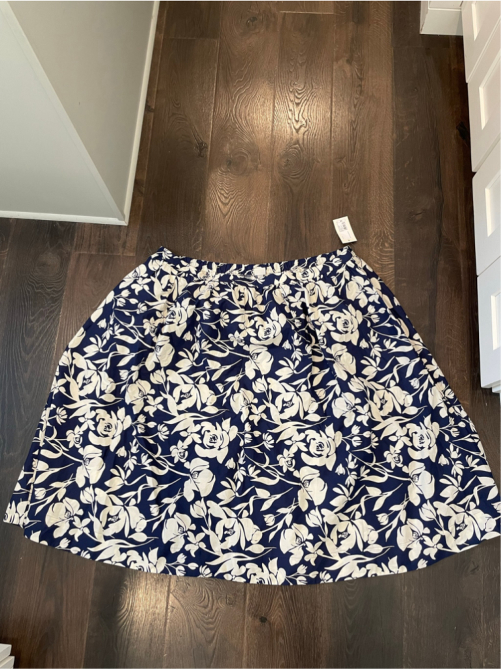 Women's A New Day Floral A-Line Skirt Navy White Size 4X Cotton Cottagecore